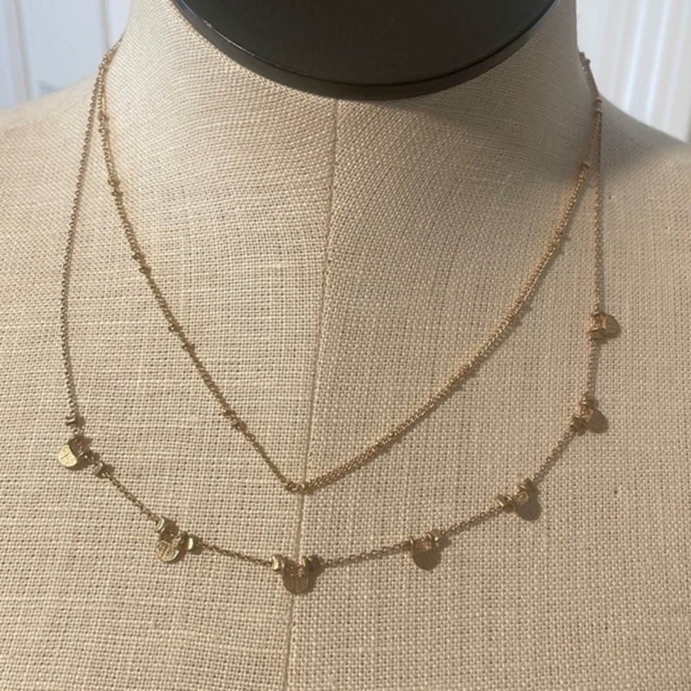 Universal Thread necklace double chain fashion jewelry Gold New with tag OS